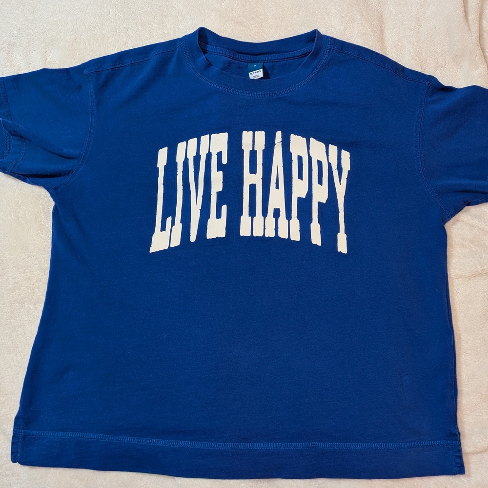Old Navy Blue 'Live Happy' Short Sleeve Tee